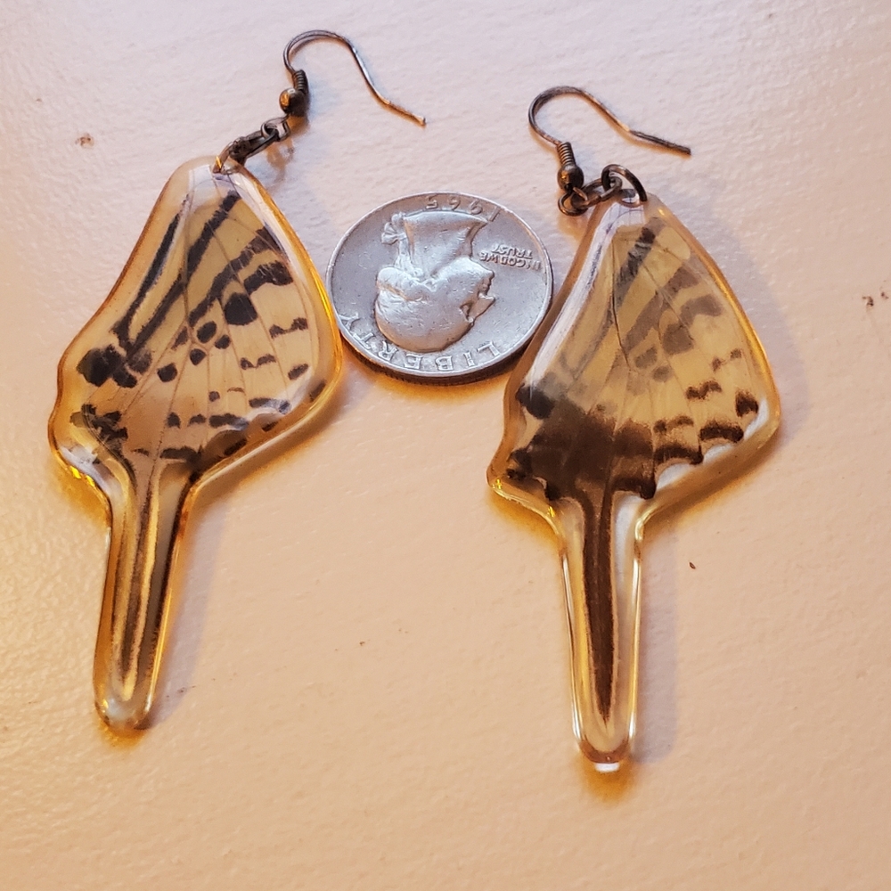 Vintage Real Butterfly Wing Earrings - Picture 5 of 5